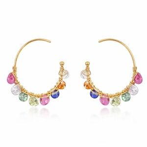 Natural Colorful Sapphire Hoop Earrings
